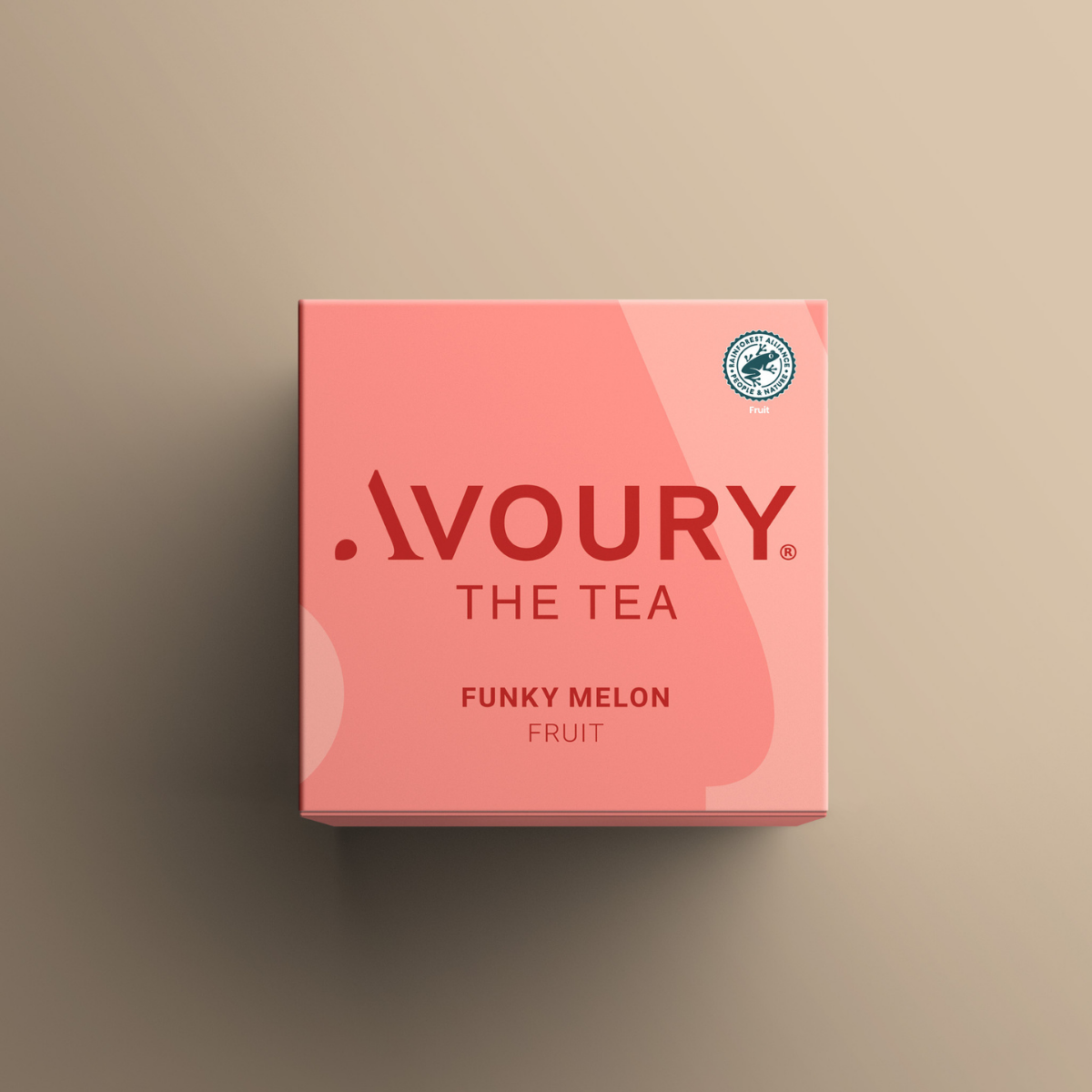 Avoury Teeboxen auf beigem Hintergrund.
